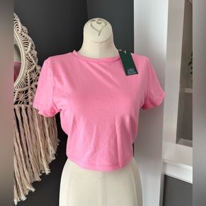 Hot Pink cropped tee. New with tags. Basic staple